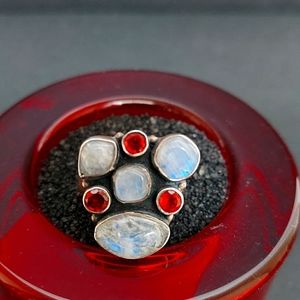 Moonstone/ Garnet Ring